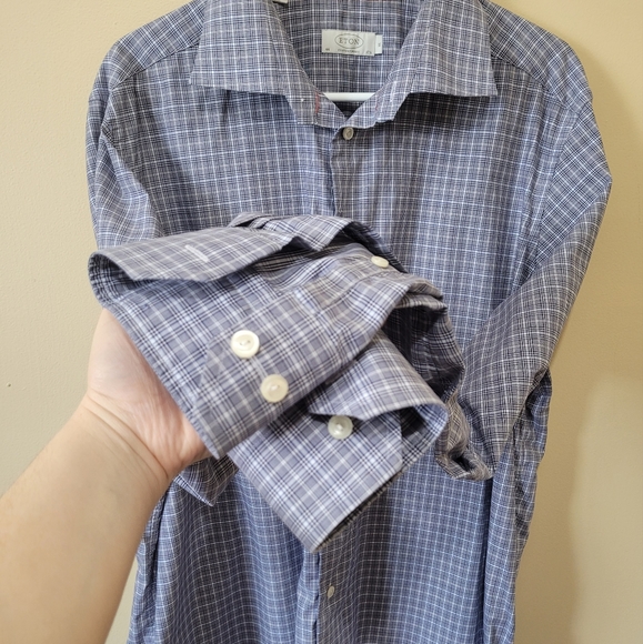 Eton Plaid Button Down Shirt - Picture 4 of 6